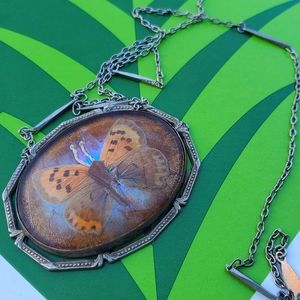 Antique sterling silver butterfly necklace